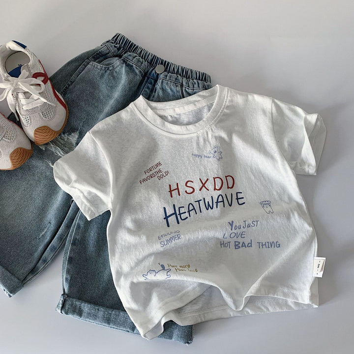 【90-140】レタープリントTシャツ