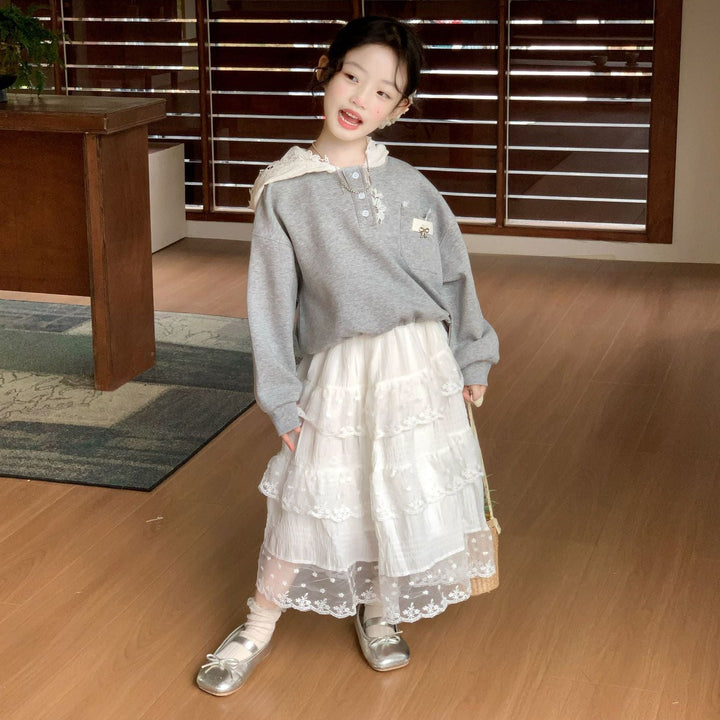 【90-140】レースフーディースウェットプルオーバー