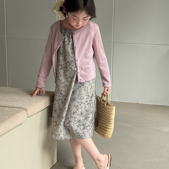 【100-150】ボタニカル柄キャミソールワンピース