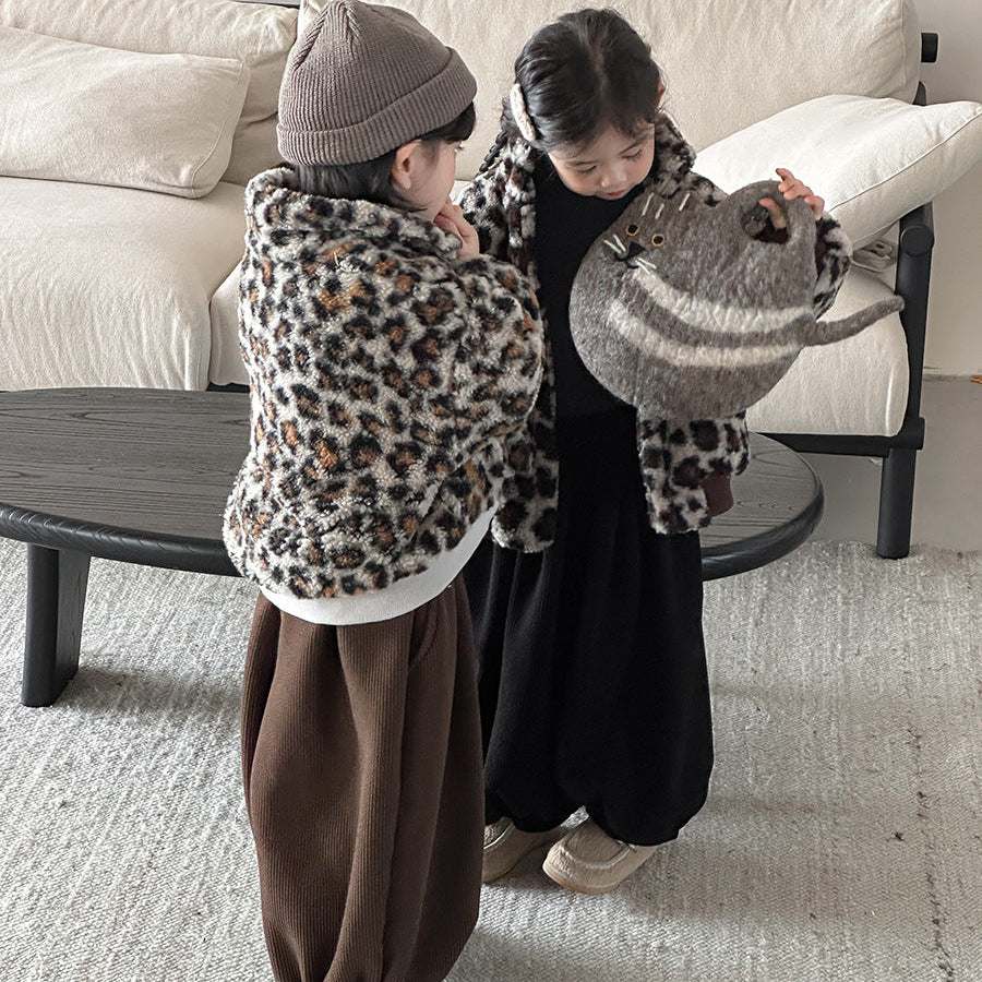 【80-140】レオパード柄ボアジャケット