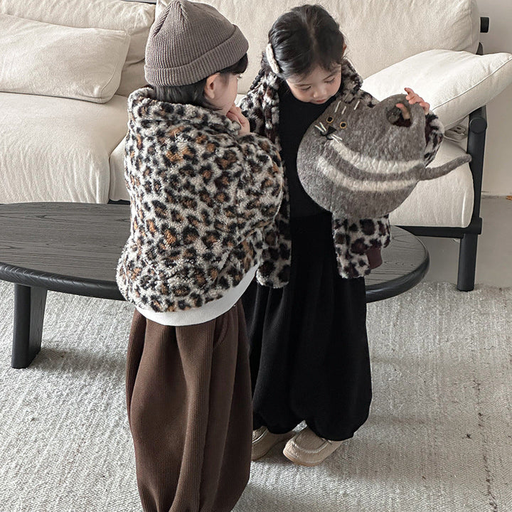 【80-140】レオパード柄ボアジャケット