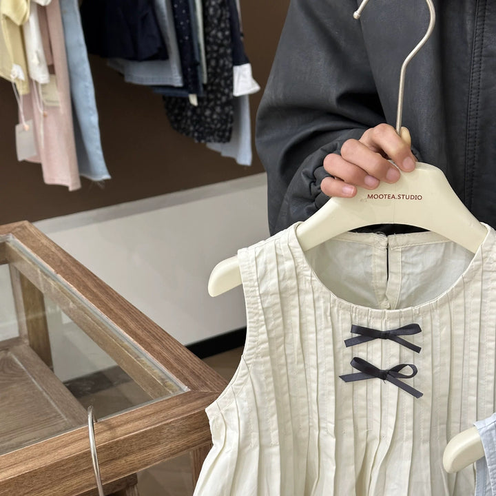 【90-140】プリーツデザインノースリーブトップス