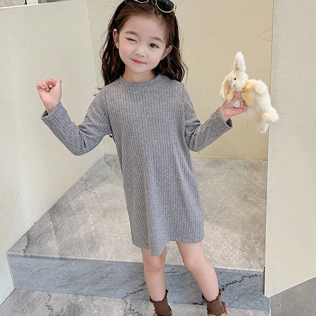 【90-140】ニットワンピース×デニムジャケットセット