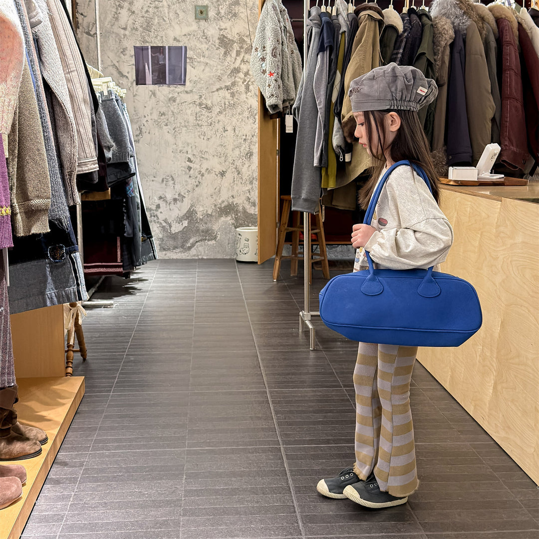 【80-130】太ボーダー柄フレアパンツ