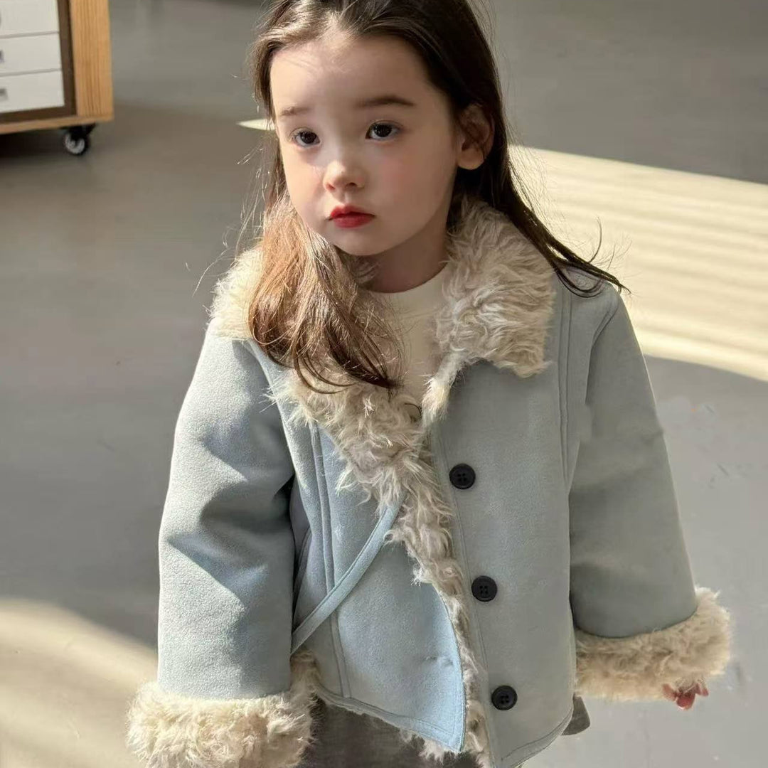 【80-130】ショルダーバッグ付きフェイクファーショートコート