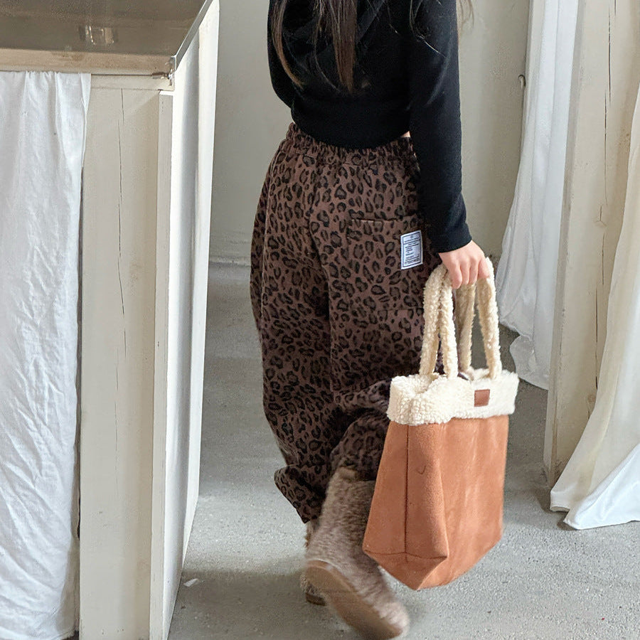【90-150】レオパード柄リラックスパンツ