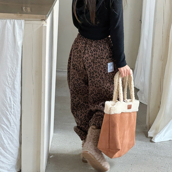 【90-150】レオパード柄リラックスパンツ