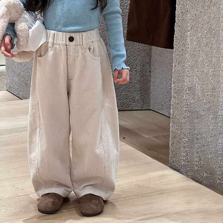 【90-150】シンプルコーデュロイワイドパンツ