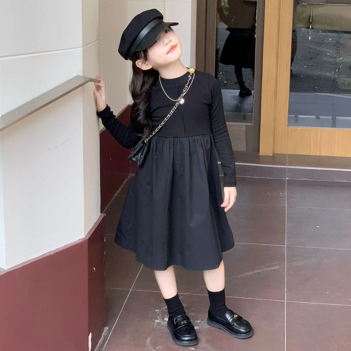 【90-140】デザイン切替シンプルワンピース