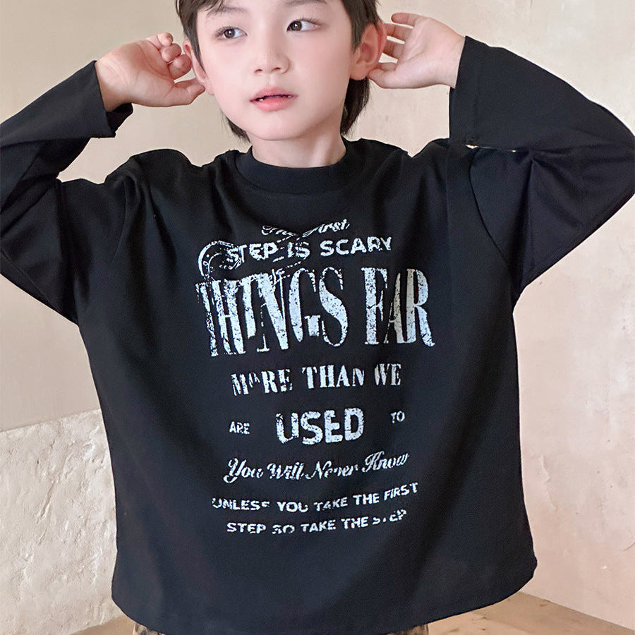 【90-150】フロントロゴ長袖Tシャツ