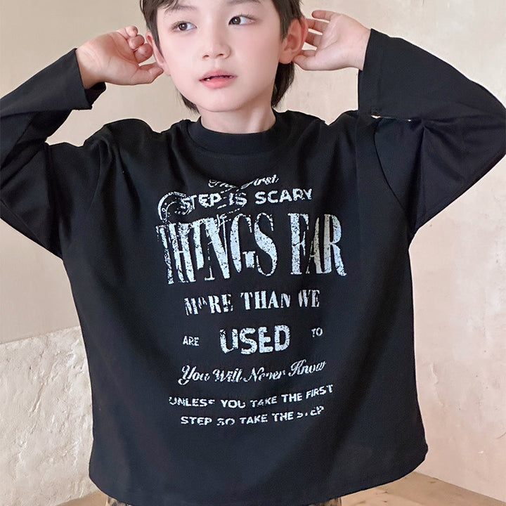 【90-150】フロントロゴ長袖Tシャツ