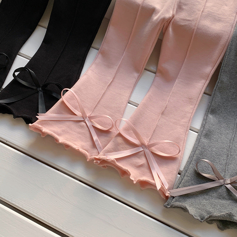 【90-150】裾リボンメロウフレアパンツ