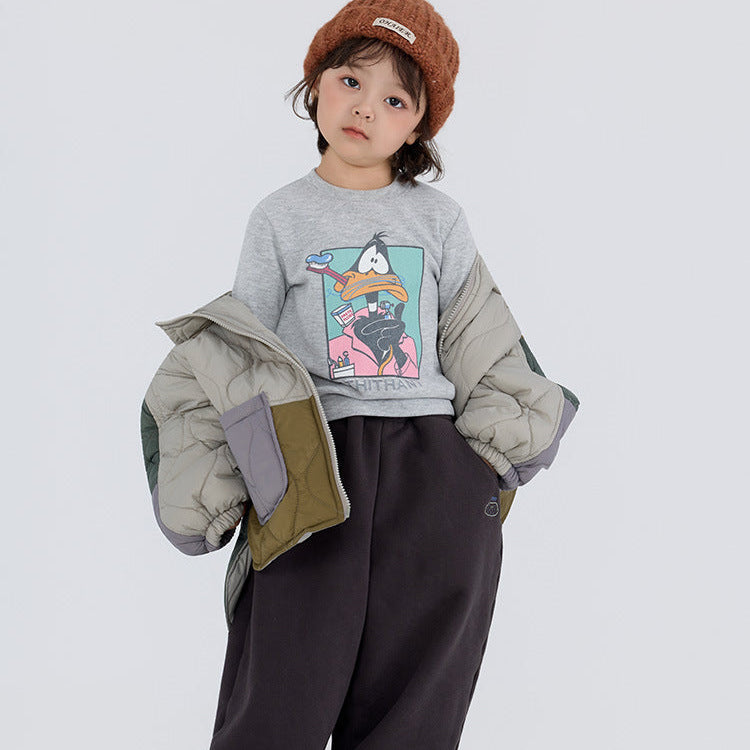 【90-150】カラーブロックデザイン中ボアジャケット