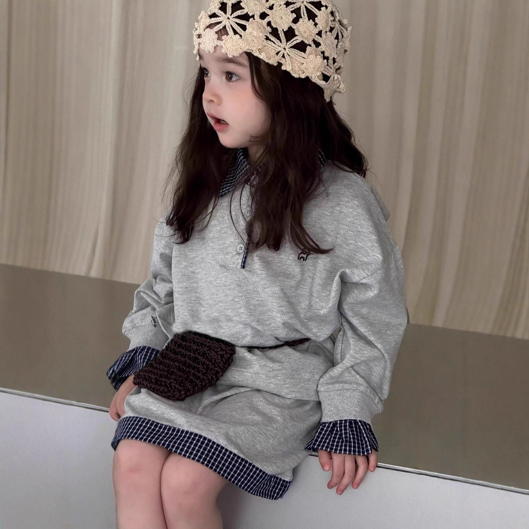 【80-140】チェックヘムデザインスカート