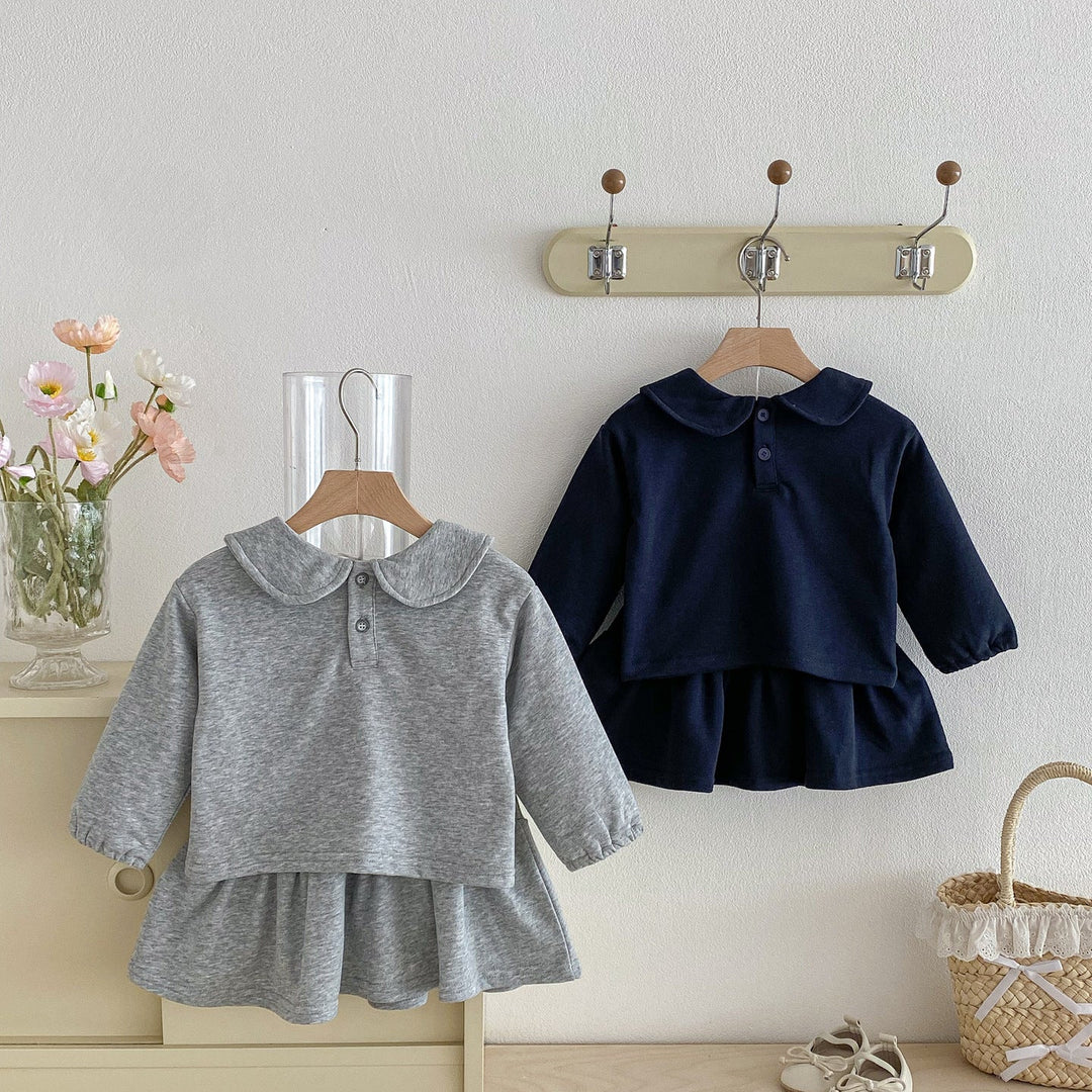 【73-110】ワンポイントリボントップス×スカートセット