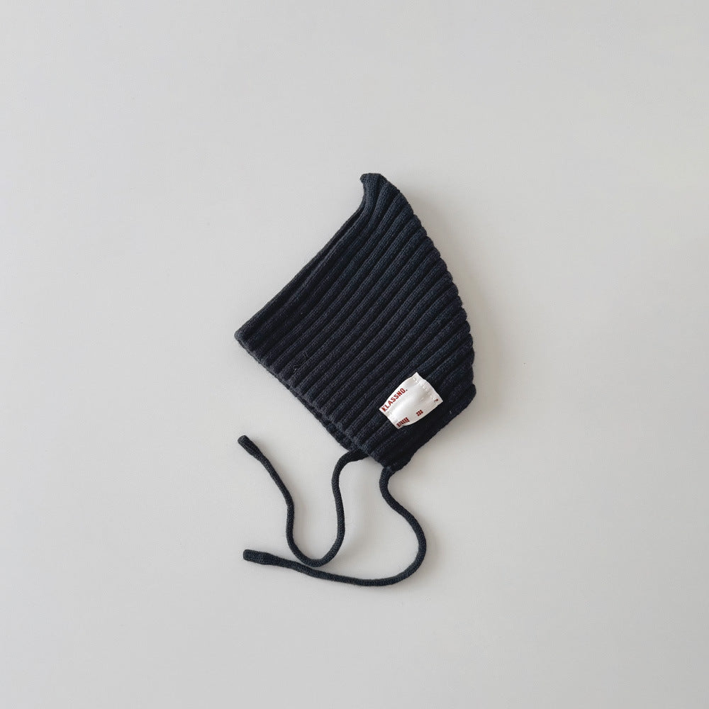 【42-49cm】あご紐付きリブニット帽