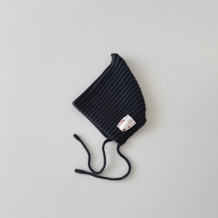 【42-49cm】あご紐付きリブニット帽