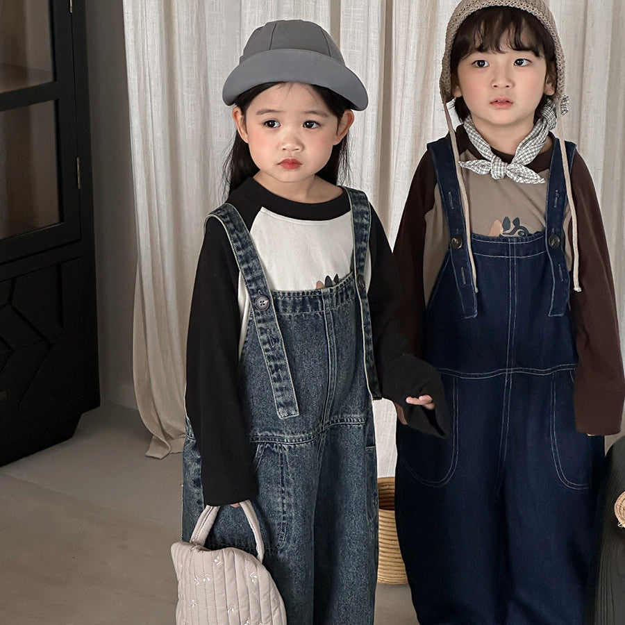 【80-140】ワイドデニムサロペット