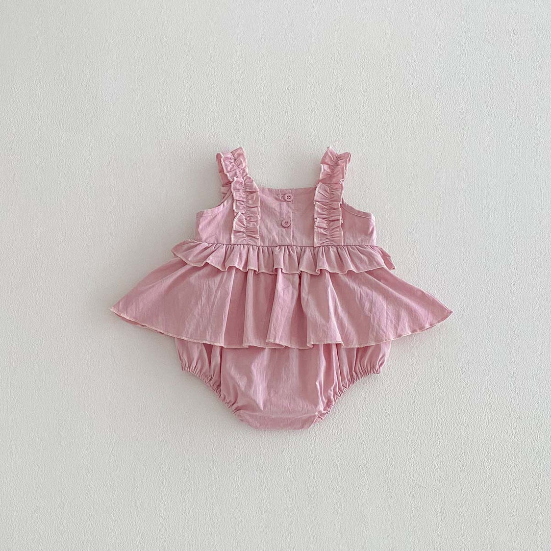 【73-90】フリルデザインキュートロンパース