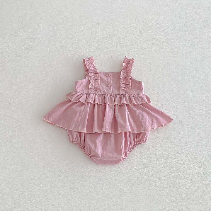 【73-90】フリルデザインキュートロンパース