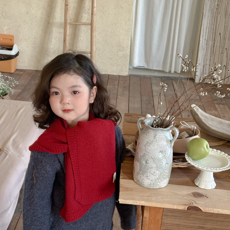 ポンポンフード付きマフラー