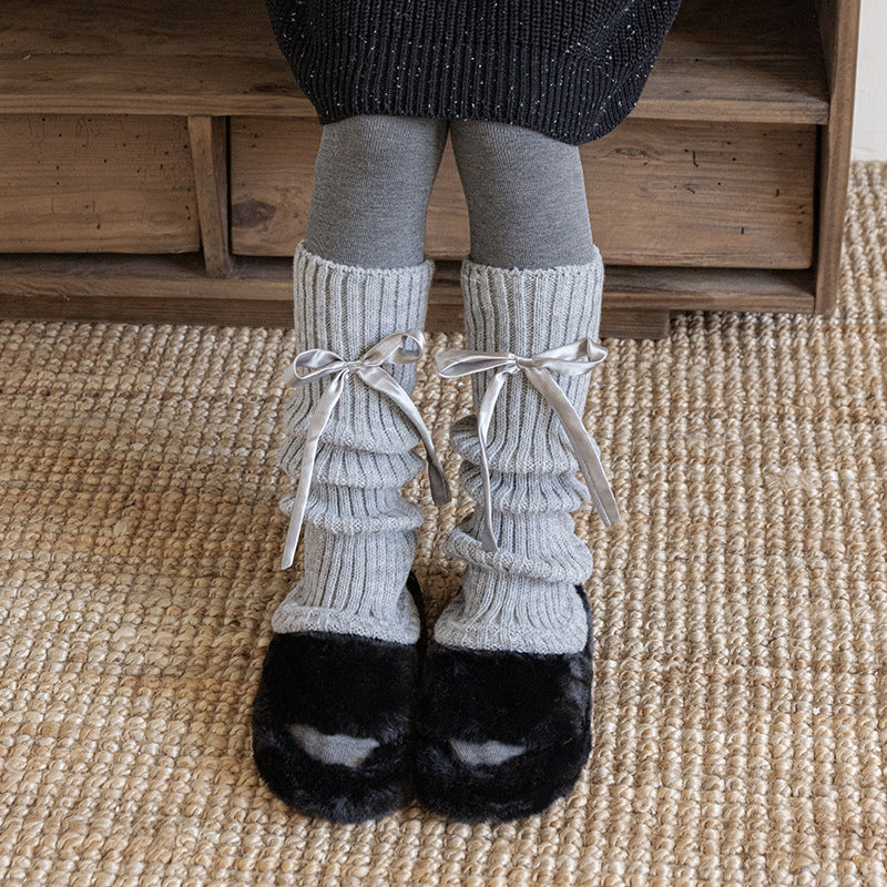 ワンポイントリボンレッグウォーマー