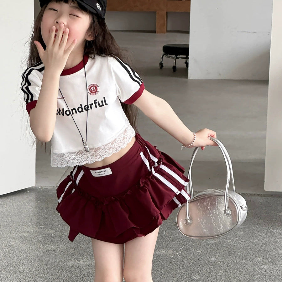 【100-150】サイドラインティアードミニスカート