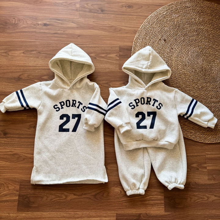 【80-150】フード付きSPORTSスウェットセットアップ