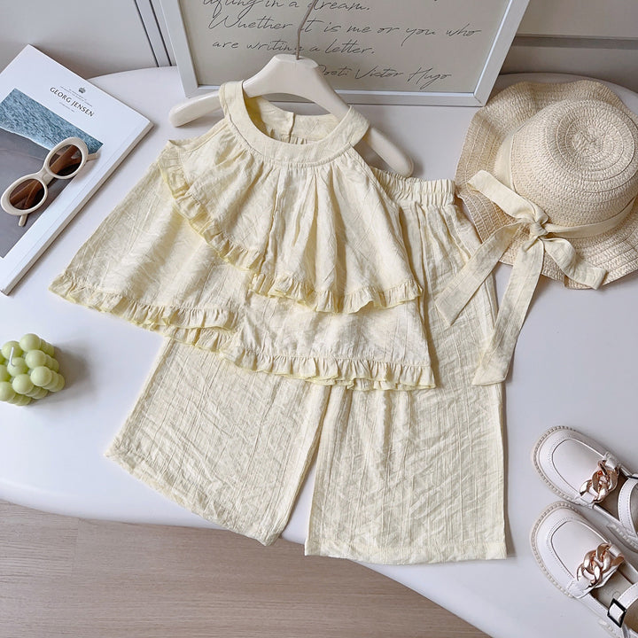 【90-140】フリルデザインホルターネックセットアップ