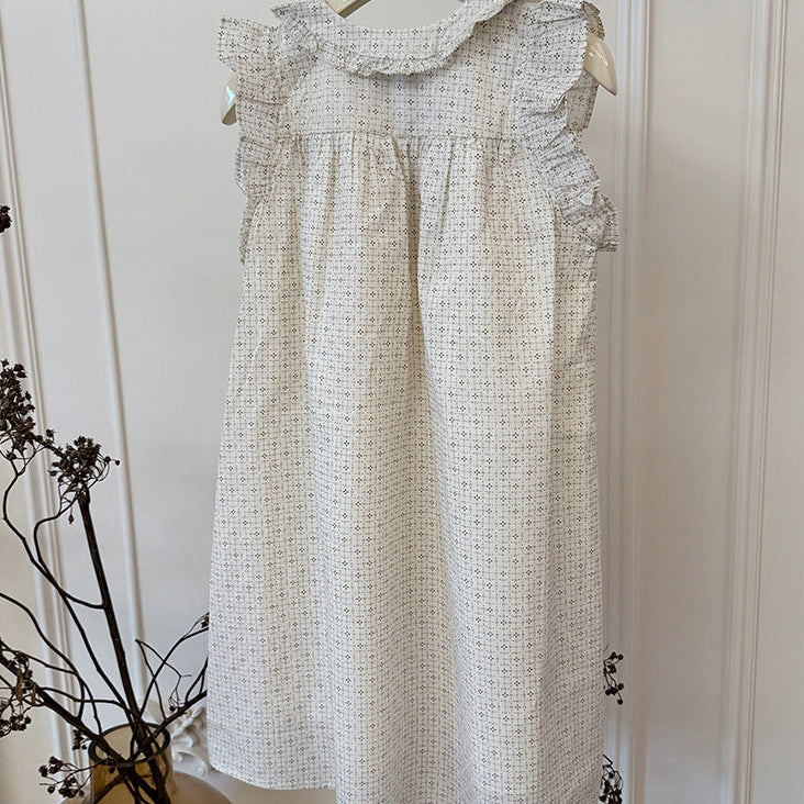 【90-150】総柄フリルデザインワンピース