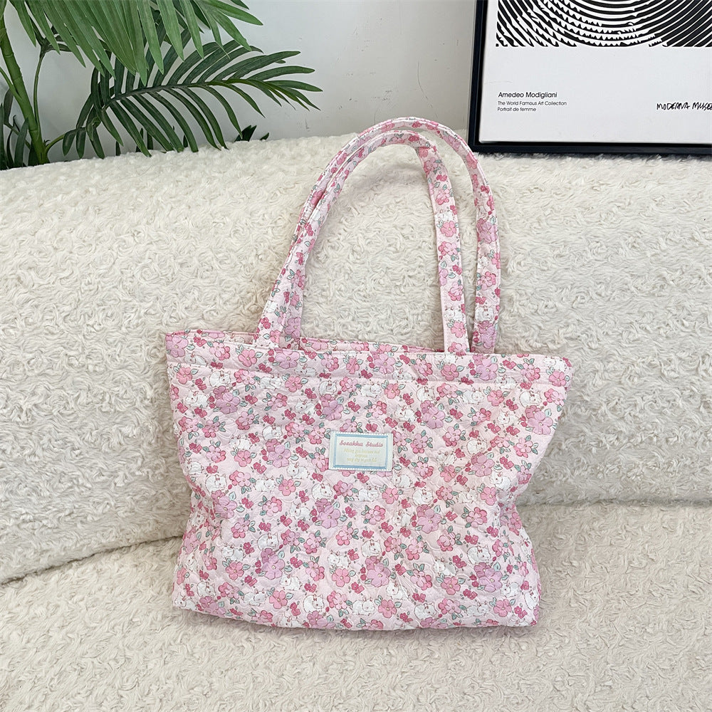 パターンプリントキルティングバッグ