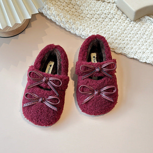 【13.5-21.0】リボンモチーフボアシューズ