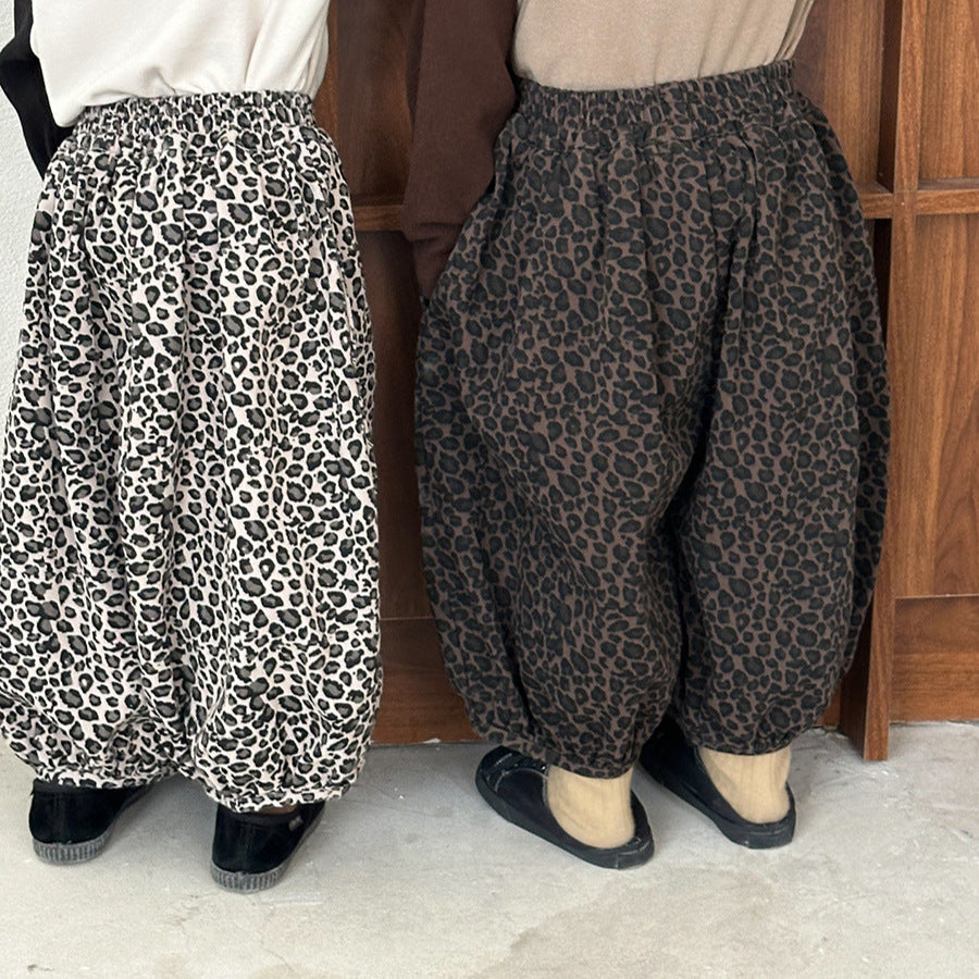 【80-140】レオパード柄リラックスパンツ