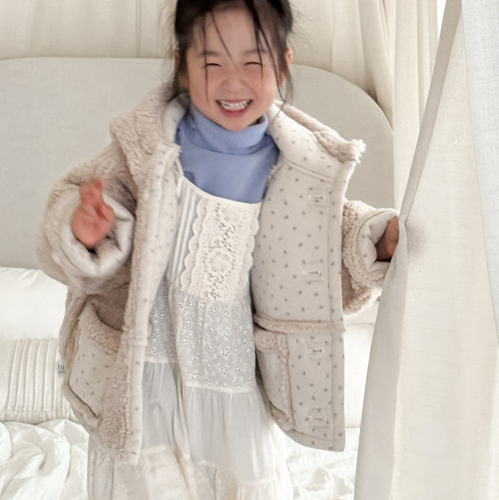 【90-140】フード付きリバーシブルショートコート