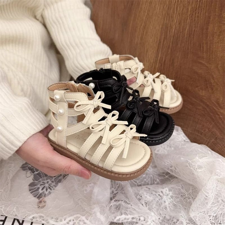 【12.0-18.5】リボン×パールアンクルサンダル
