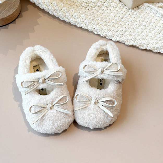 【13.5-21.0】リボンモチーフボアシューズ