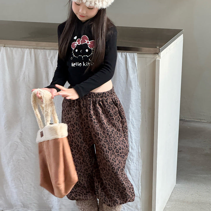 【90-150】レオパード柄リラックスパンツ