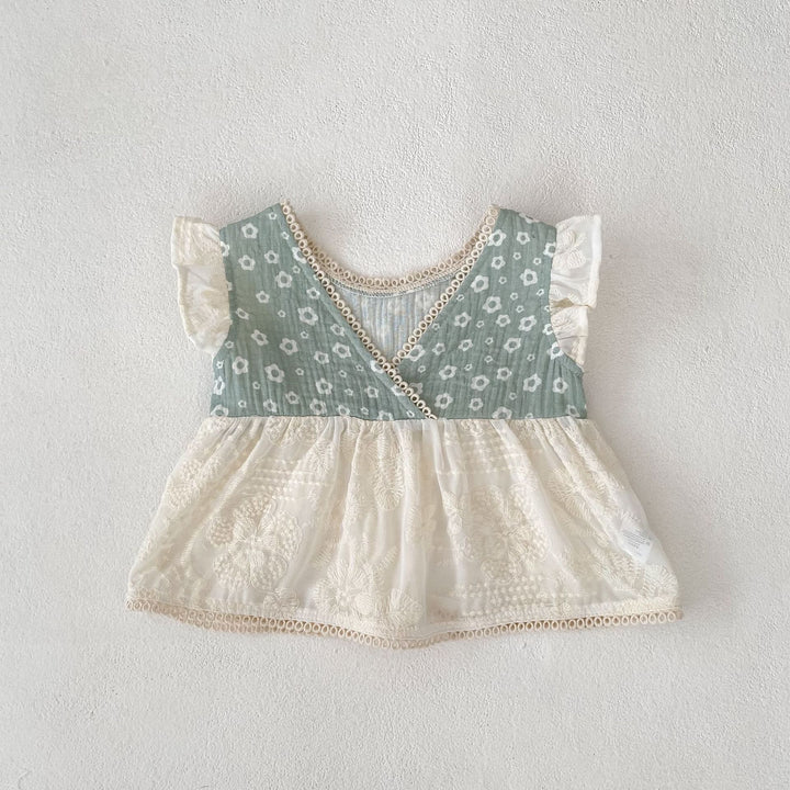 【73-110】花柄カシュクールトップス×ブルマセット