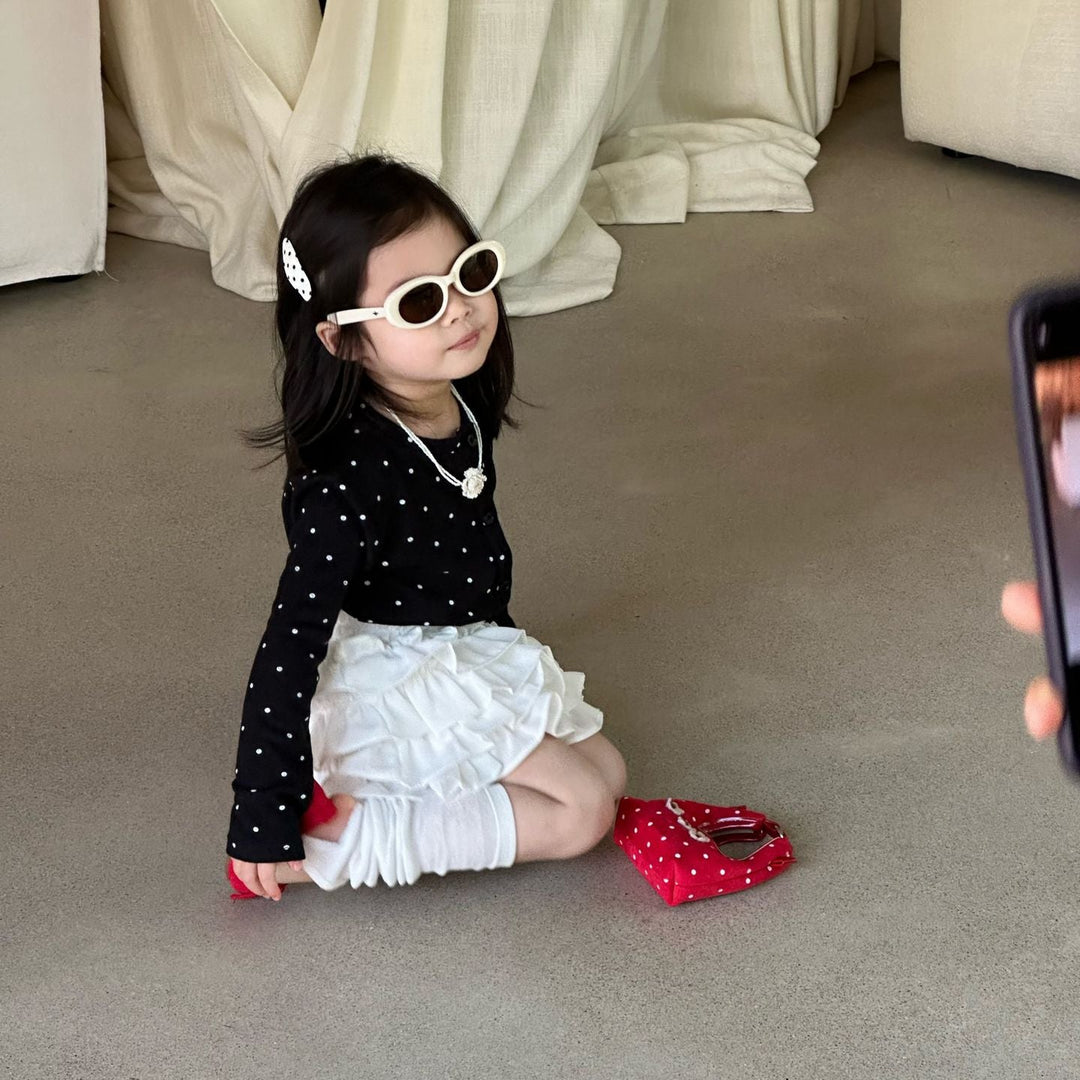 【90-140】ドット柄長袖カーディガン