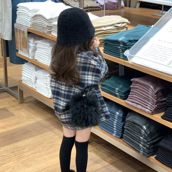 【90-140】チェック柄シンプルシャツ