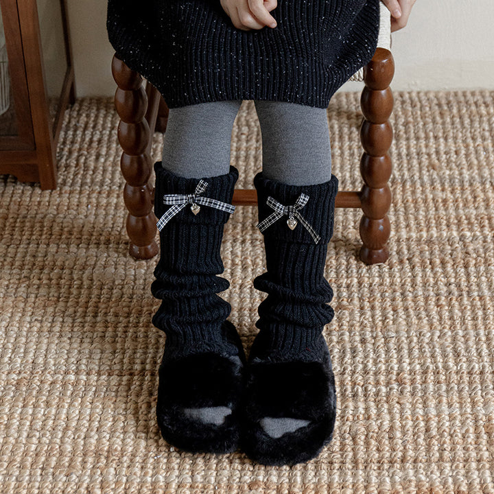 リボン＆ハートモチーフレッグウォーマー