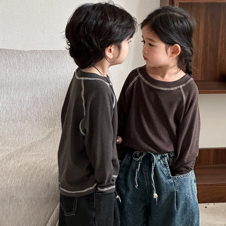 【80-140】ラインデザイン長袖カットソー