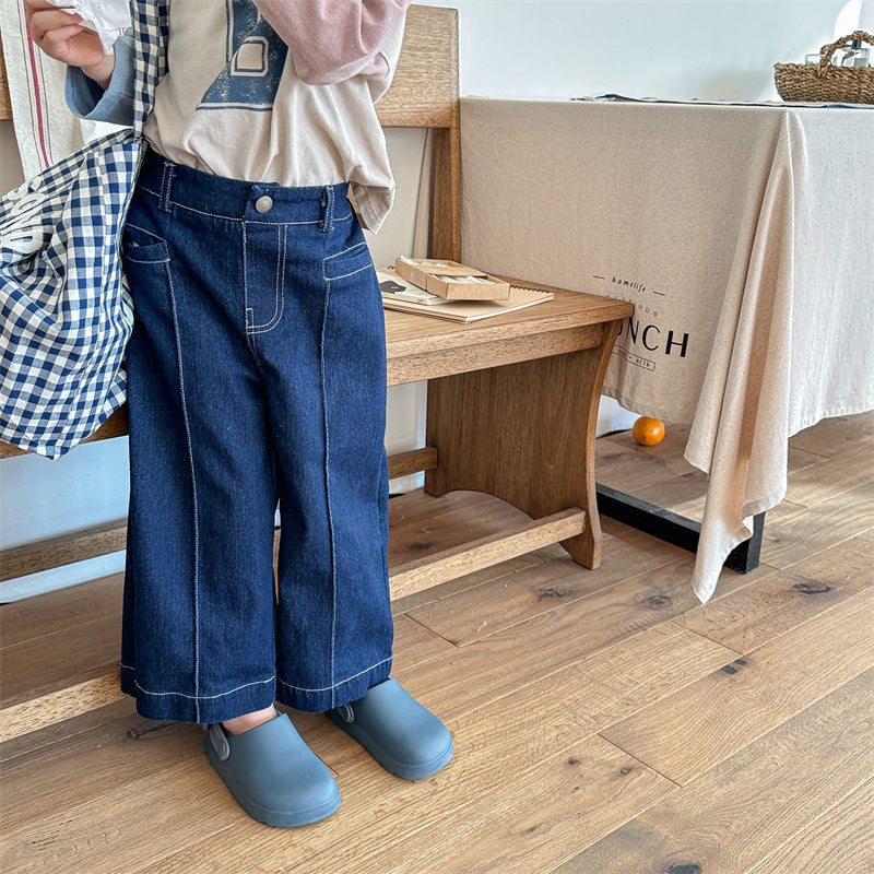【80-130】センタープレスデニムパンツ