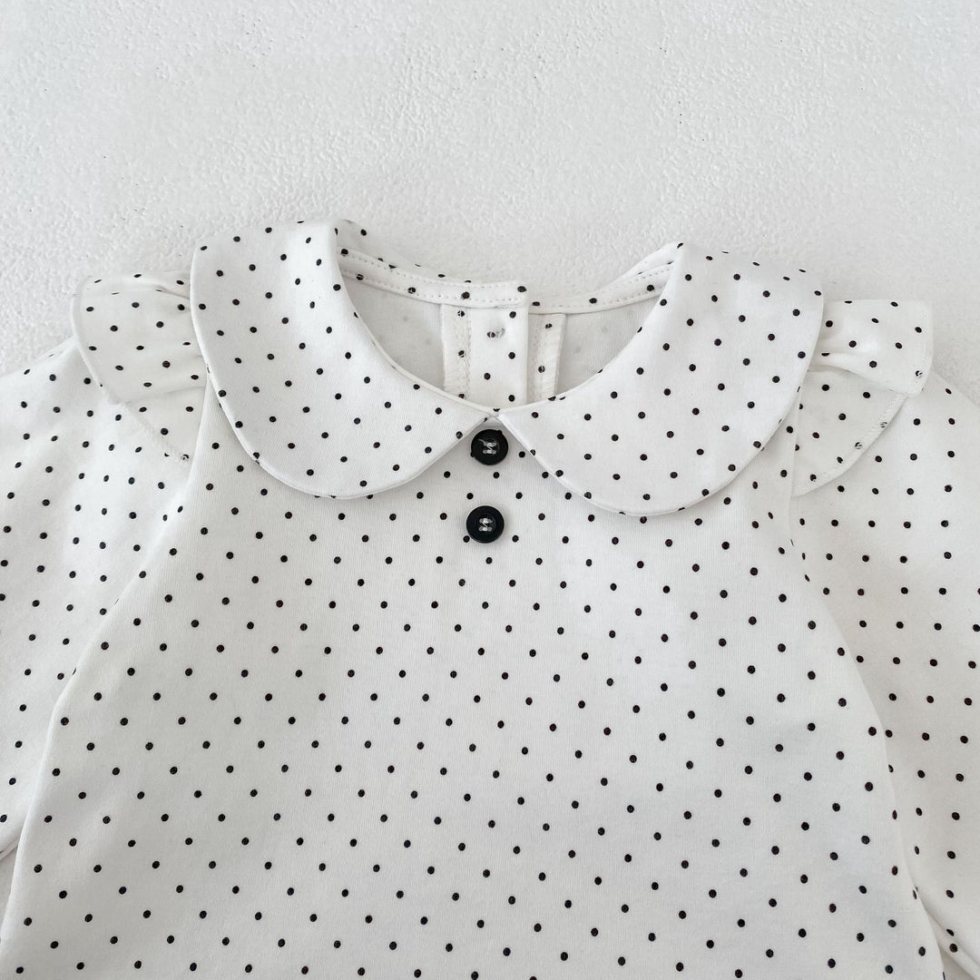 【73-110】フリルデザインドット柄セットアップ