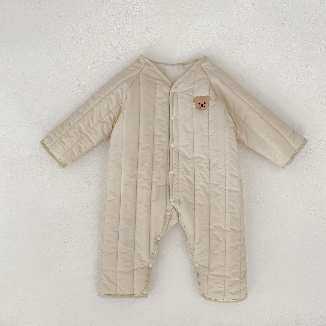 【73-90】ワンポイントベアあったかロンパース