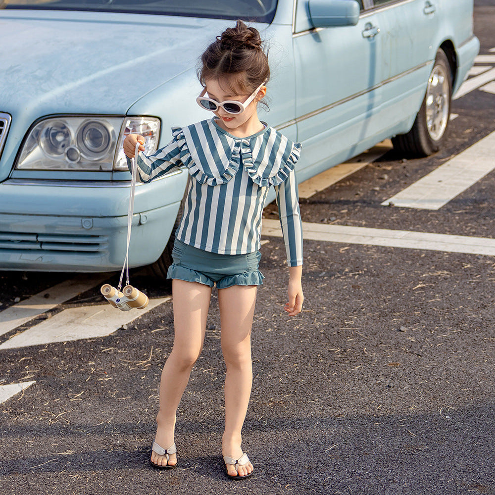 【90-140】ビッグカラーチェック柄セパレートスイムウェア