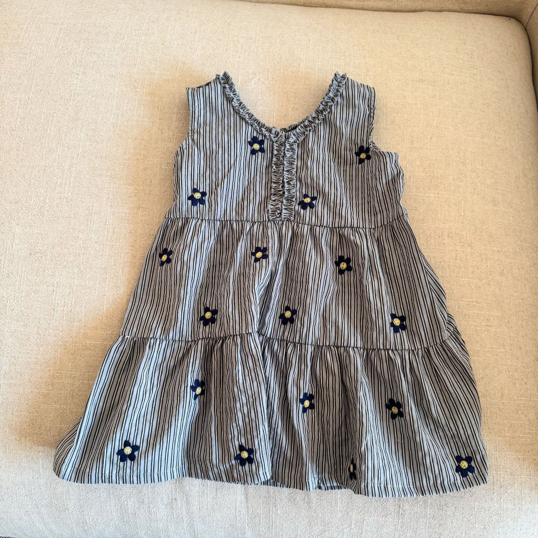 【80-150】花柄刺繍デザインノースリワンピース