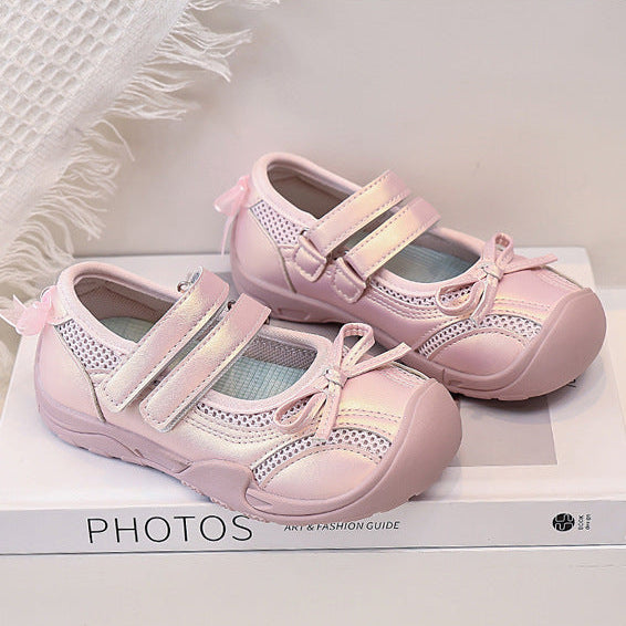 【14.5-21.5】リボンデザインメッシュサンダル