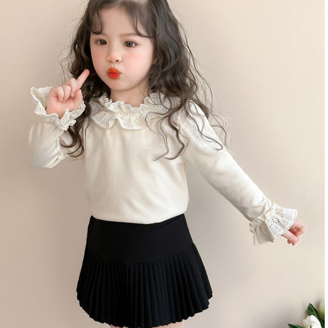 【90-140】レースフリル長袖プルオーバー