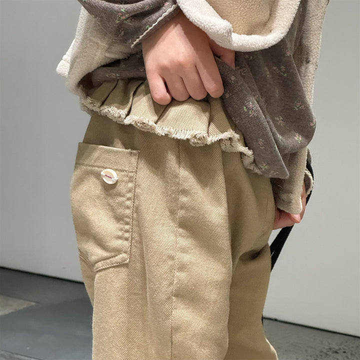 【80-130】ウエストフリルロングパンツ